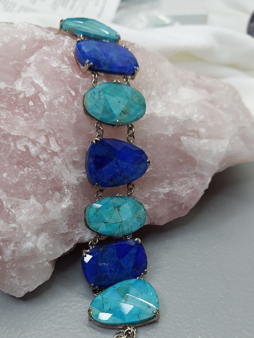 Turquoise and Lapis Teardrop Link Bracelet - Women Jewelry